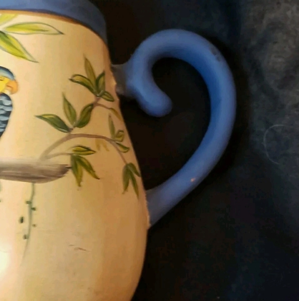 Vintage Chalkware Hand Painted Bird Pitcher Wall Pockets Set Of 2 - Picture 4 of 7